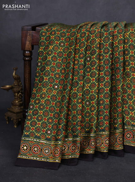 Green & Black Modal Silk Saree - Embroidery