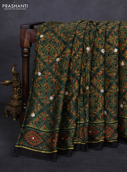Green & Yellow Modal Silk Saree - Embroidery