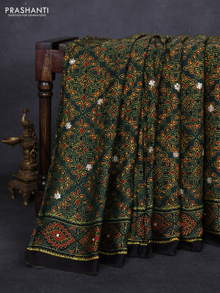 Green & Yellow Modal Silk Saree - Embroidery