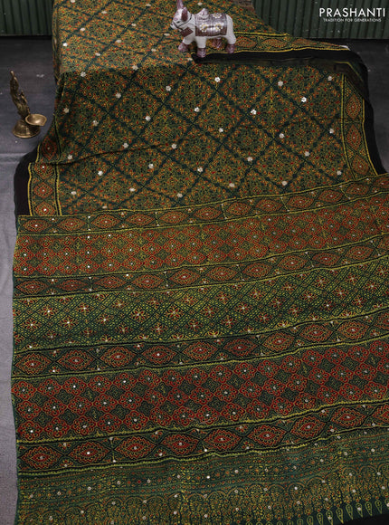Green & Yellow Modal Silk Saree - Embroidery