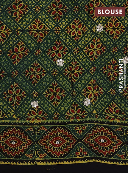 Green & Yellow Modal Silk Saree - Embroidery