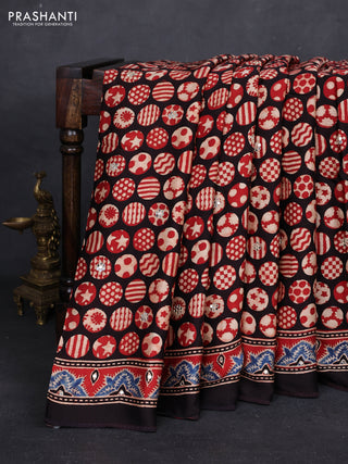 Red & Black Modal Silk Saree - Embroidery