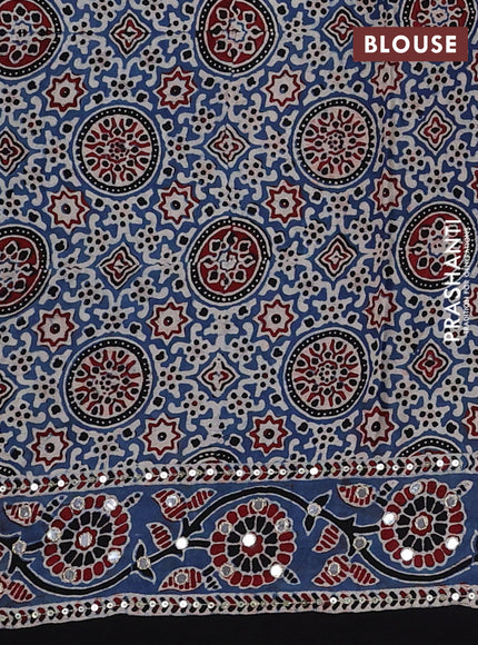Indigo Blue & Black Modal Silk Saree - Embroidery