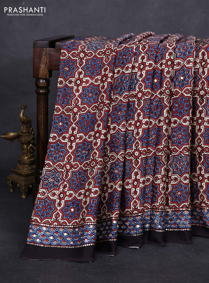Cream & Black Modal Silk Saree - Embroidery