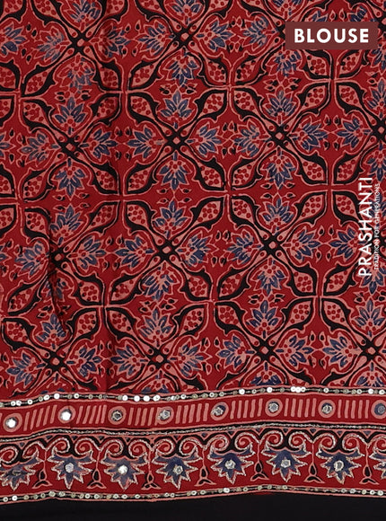 Red & Black Modal Silk Saree - Embroidery
