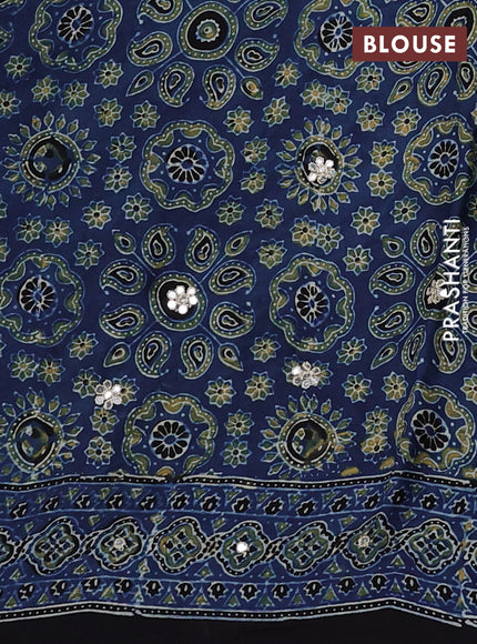 Indigo Blue & Black Modal Silk Saree - Embroidery