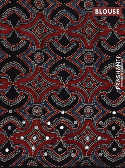 Black & Maroon Modal Silk Saree - Embroidery
