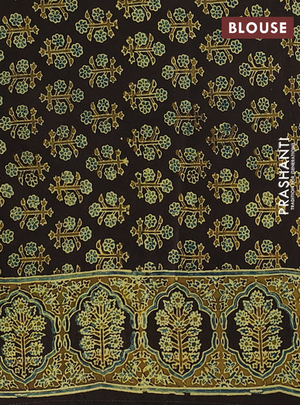 Coffee Brown & Mustard Green Modal Silk Saree - Embroidery