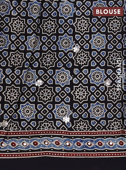 Indigo Blue & Black Modal Silk Saree - Embroidery