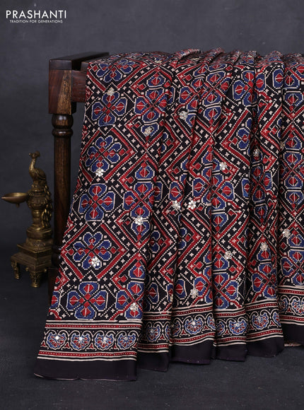 Maroon & Black Modal Silk Saree - Embroidery