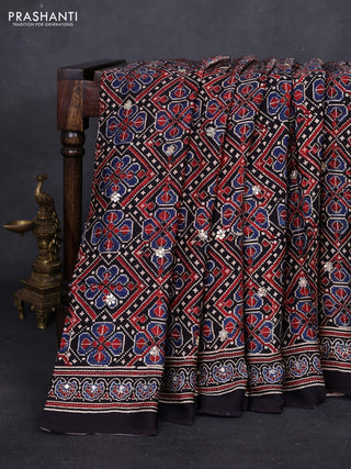 Maroon & Black Modal Silk Saree - Embroidery