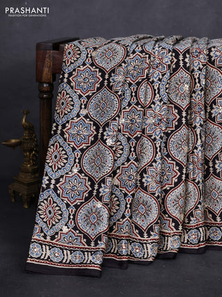 Black & Cream Modal Silk Saree - Embroidery