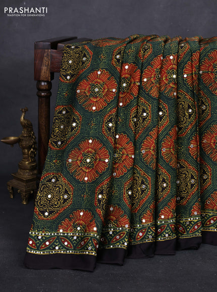 Green & Black Modal Silk Saree - Embroidery