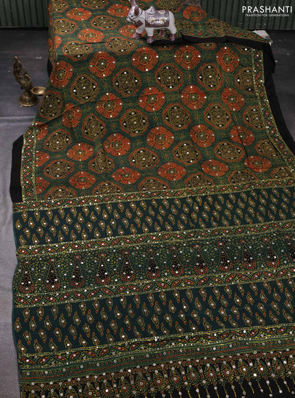 Green & Black Modal Silk Saree - Embroidery