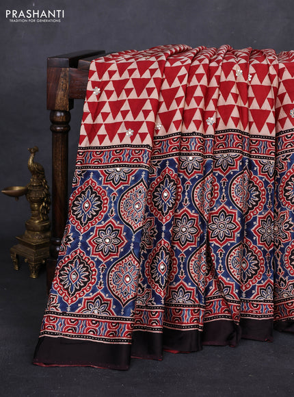 Red & Black Modal Silk Saree - Embroidery