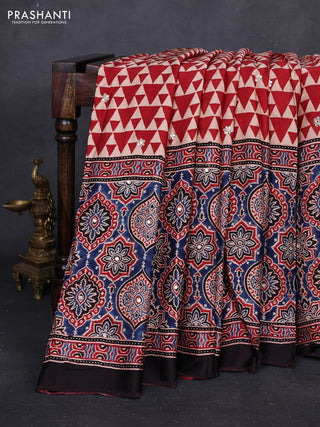 Red & Black Modal Silk Saree - Embroidery