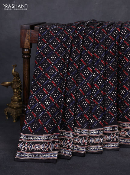 Black Modal Silk Saree - Embroidery