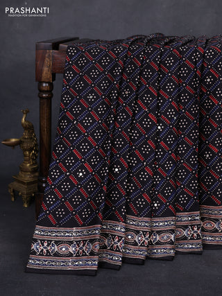 Black Modal Silk Saree - Embroidery