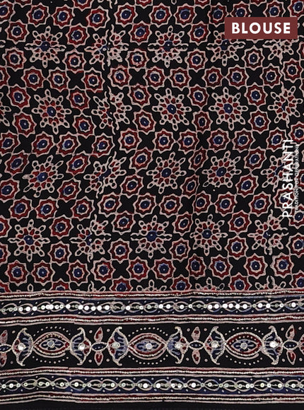 Black Modal Silk Saree - Embroidery