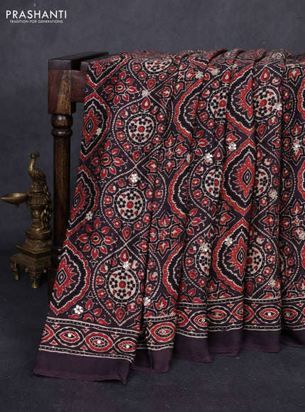Coffee Brown Modal Silk Saree - Embroidery