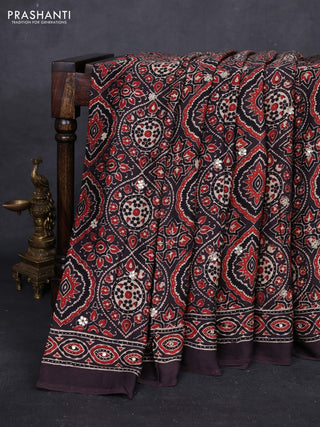 Coffee Brown Modal Silk Saree - Embroidery