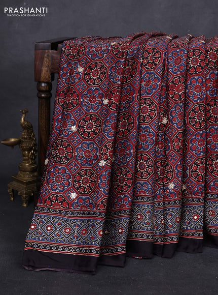 Maroon & Black Modal Silk Saree - Embroidery