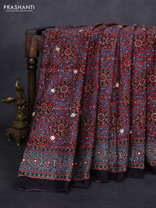 Maroon & Black Modal Silk Saree - Embroidery