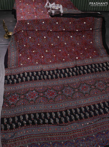 Maroon & Black Modal Silk Saree - Embroidery