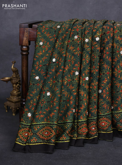 Green & Black Modal Silk Saree - Embroidery