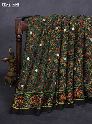 Green & Black Modal Silk Saree - Embroidery
