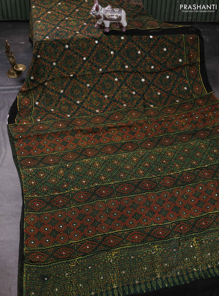 Green & Black Modal Silk Saree - Embroidery