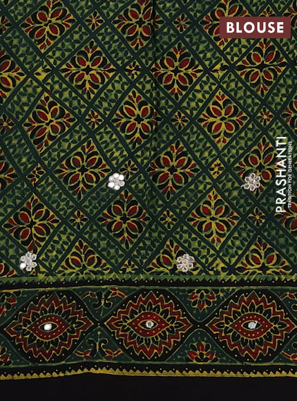 Green & Black Modal Silk Saree - Embroidery