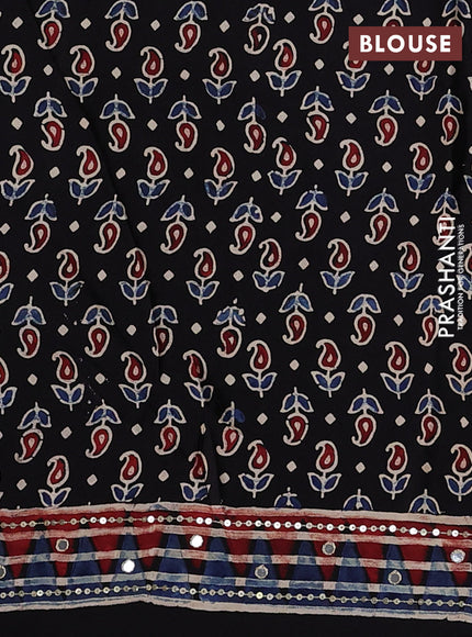 Indigo Blue & Maroon Modal Silk Saree - Embroidery