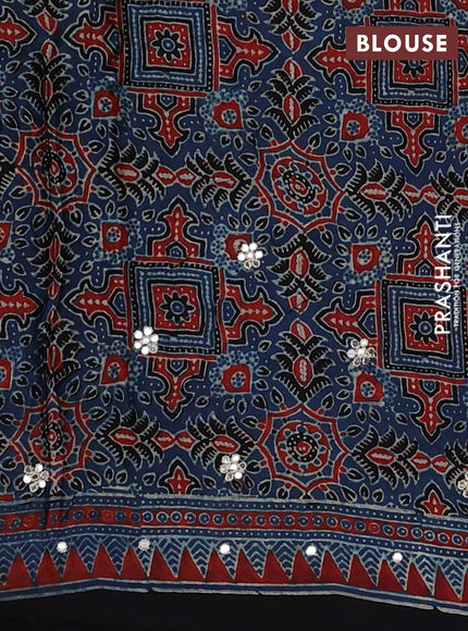 Indigo Blue & Black Modal Silk Saree - Embroidery