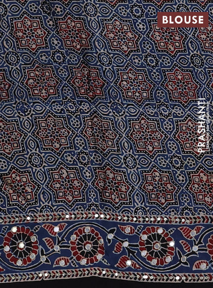 Indigo Blue & Black Modal Silk Saree - Embroidery