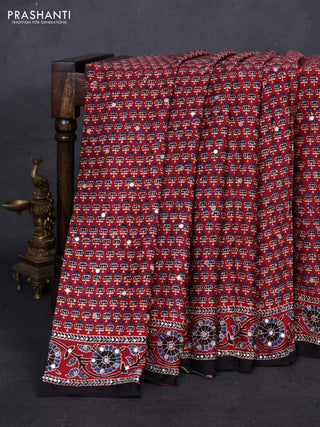 Maroon & Black Modal Silk Saree - Embroidery