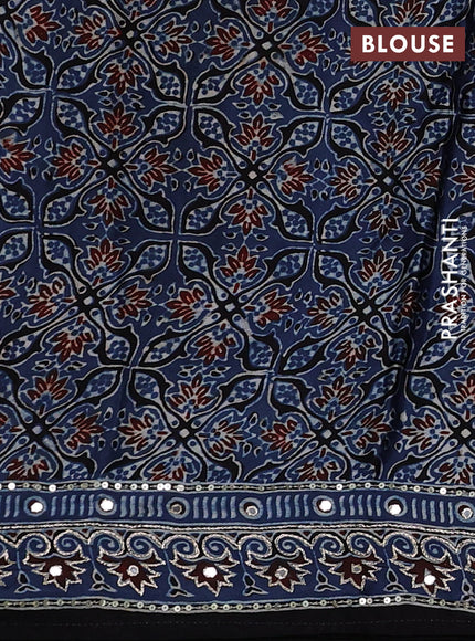 Indigo Blue & Black Modal Silk Saree - Embroidery