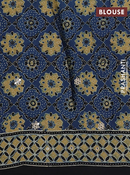Indigo Blue & Yellow Modal Silk Saree - Embroidery