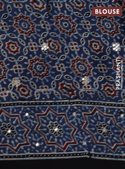 Indigo Blue & Black Modal Silk Saree - Embroidery