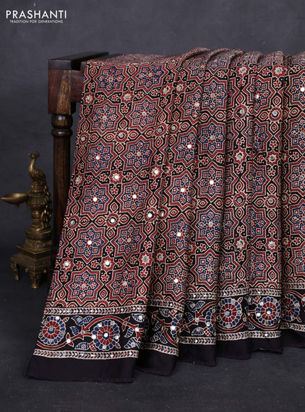 Maroon & Black Modal Silk Saree - Embroidery