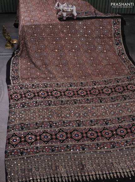 Maroon & Black Modal Silk Saree - Embroidery