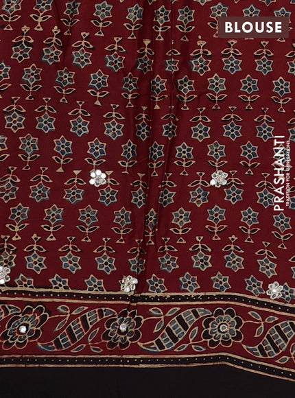 Red & Black Modal Silk Saree - Embroidery