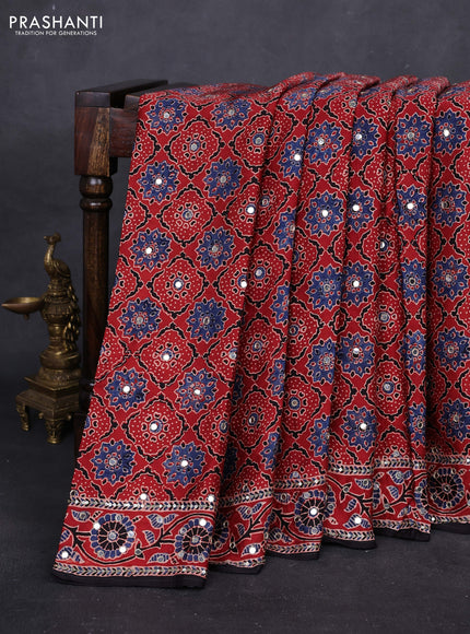 Red & Black Modal Silk Saree - Embroidery