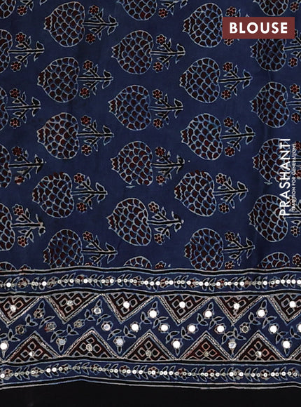 Black & Indigo Blue Modal Silk Saree - Embroidery