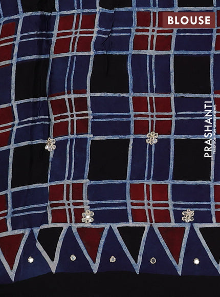 Indigo Blue & Black Modal Silk Saree - Embroidery