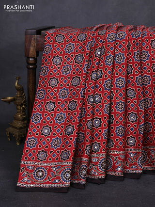 Red & Black Modal Silk Saree - Embroidery