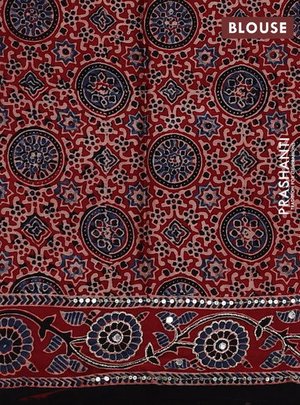 Red & Black Modal Silk Saree - Embroidery