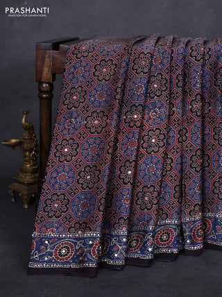 Indigo Blue & Black Modal Silk Saree - Embroidery