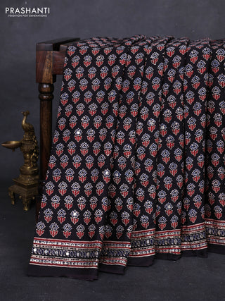 Black & Maroon Modal Silk Saree - Embroidery