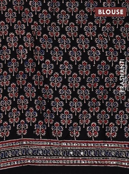 Black & Maroon Modal Silk Saree - Embroidery